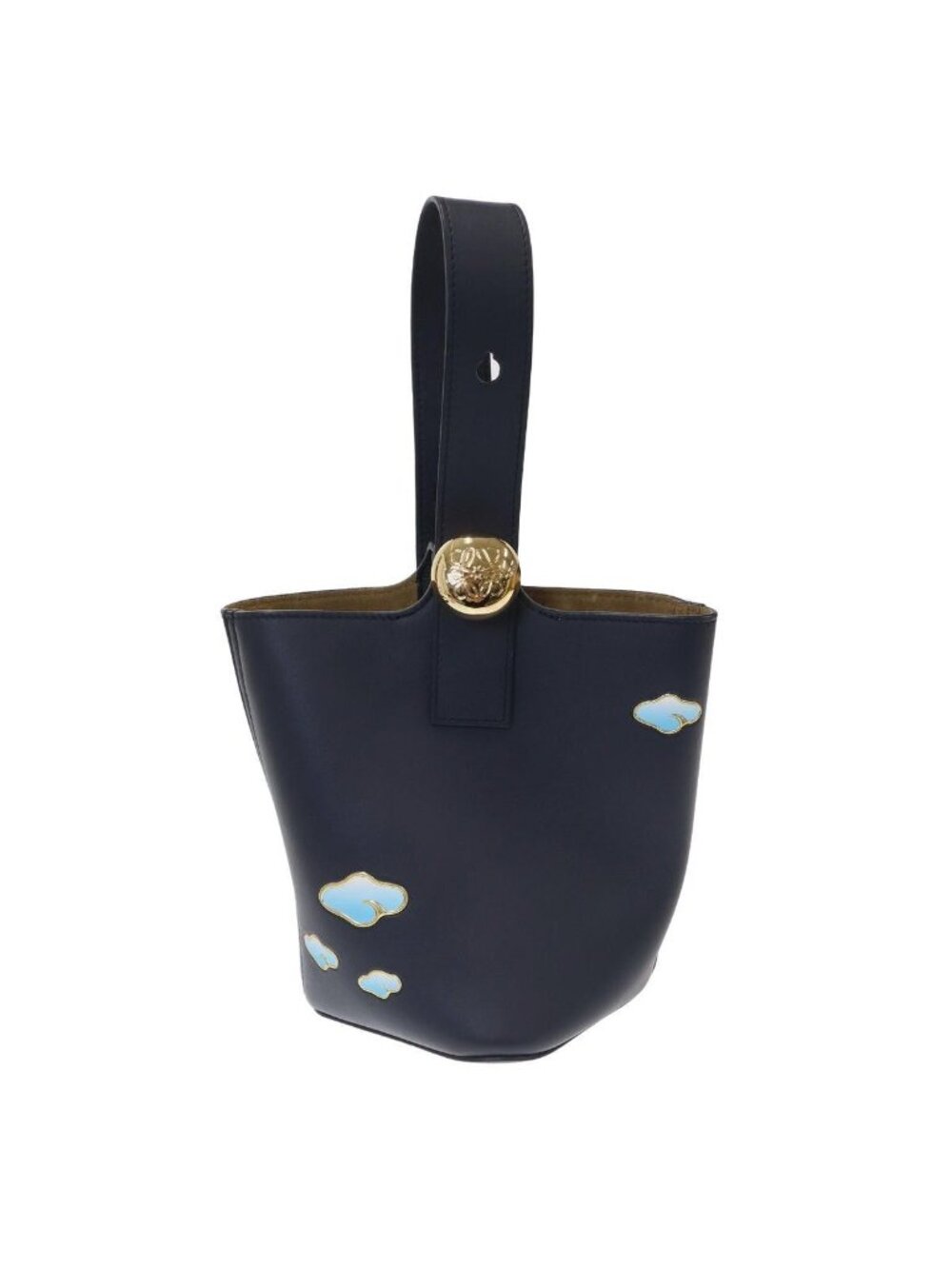 Loewe Pebble Bucket Leather Shoulder Bag Navy